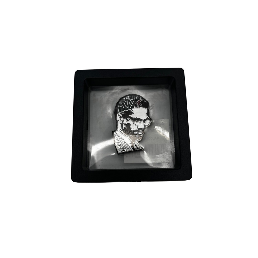Malcolm X Enamel Pin Black White Portrait Civil Rights Leader